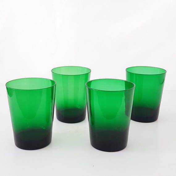 4pc Forest Green 12oz Blown Glass Tumbler Set - Festive Holiday Drinkware