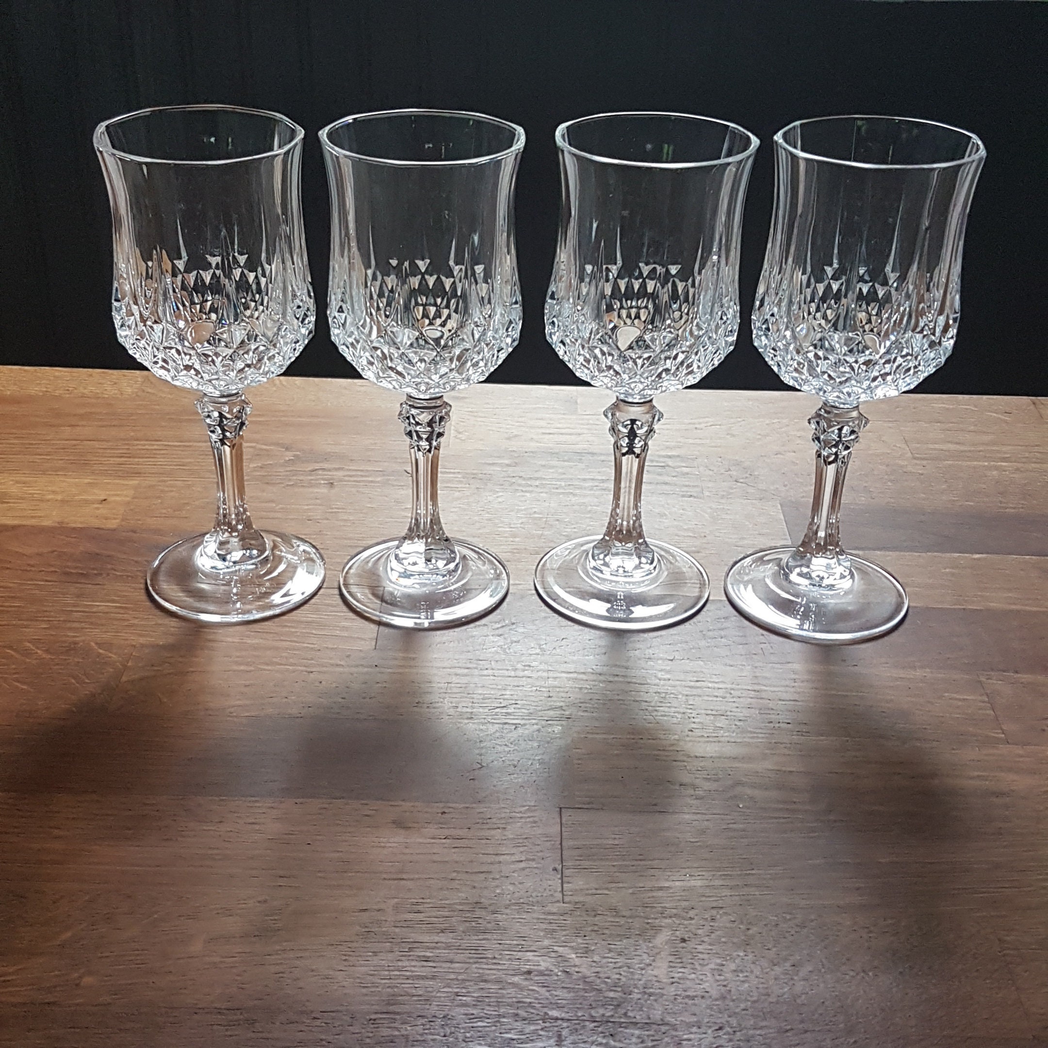 4 Vintage Cristal D'ArquesDurand, 24 Lead Crystal Wine Glasses in