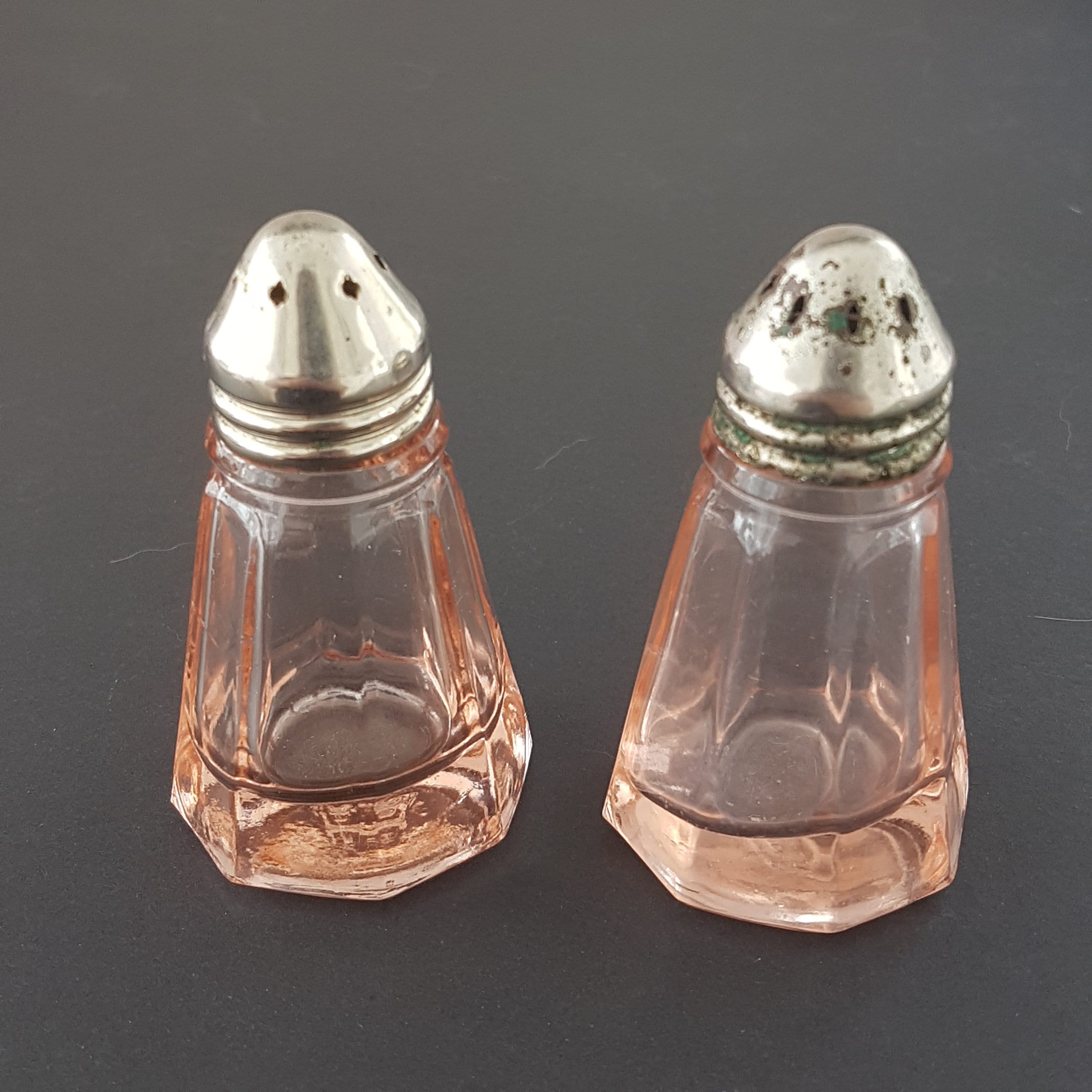 Vintage Deco Salt and Pepper Shakers RARE 1930s 1940s Push 