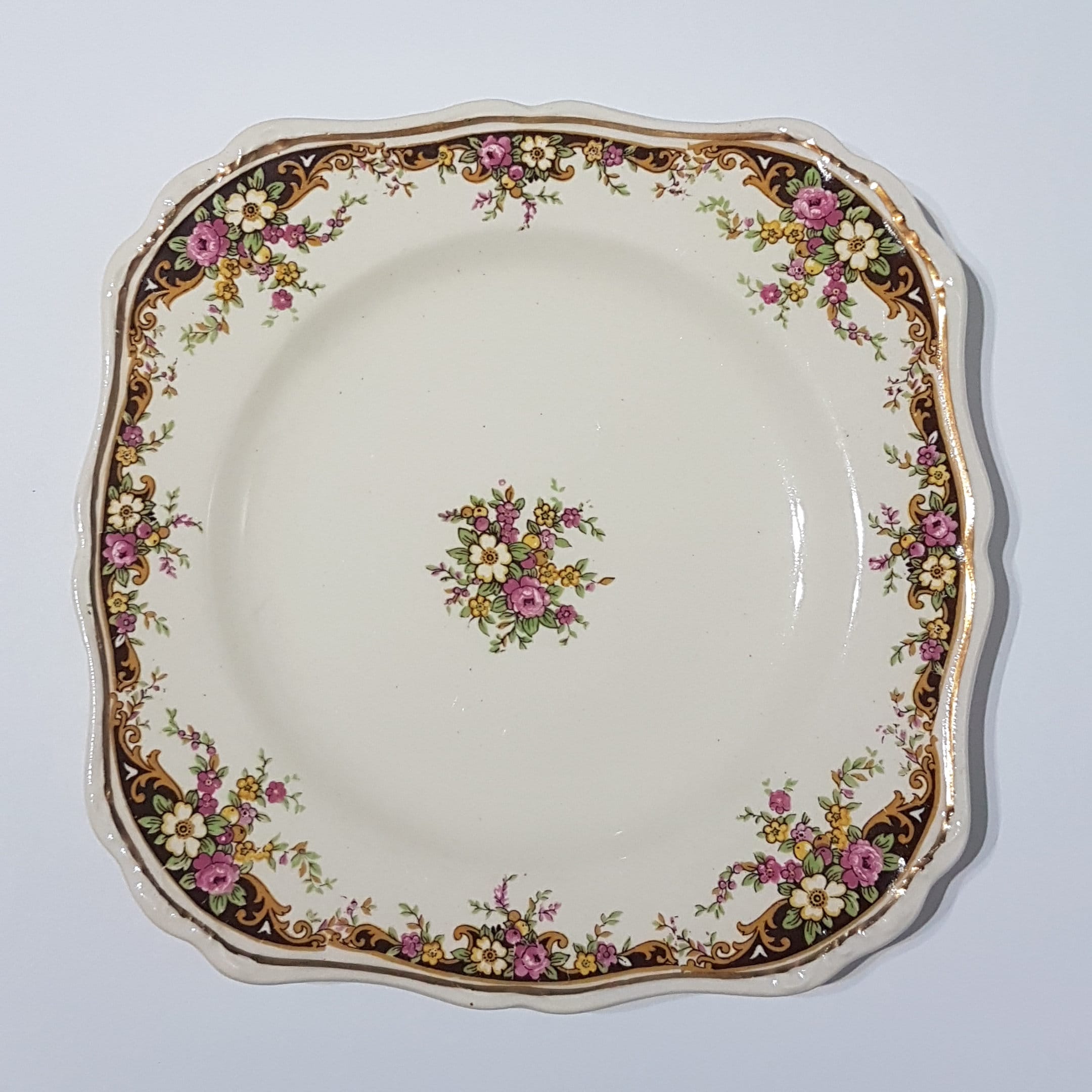 ANTIQUE Floral Plates, Set of 6 Meakin Plates, Floral Side Plates