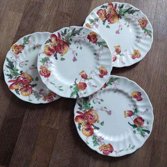Royal Doulton Sherborne Side Plate Set of 4 England Vintage Floral China Discontinued