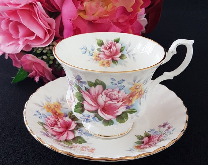 Royal Albert Bone China Tea Cup and Saucer, SUMMERTIME SERIES, Chirton Pattern