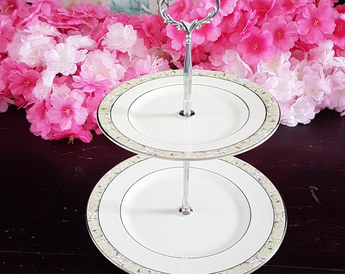 Elegant 2-Tier Bridgerton-Inspired Stand for Tea Parties, Desserts, and Jewelry Display