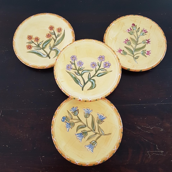 4pc Certified International CIC Spring Flowers Salad Plate Set