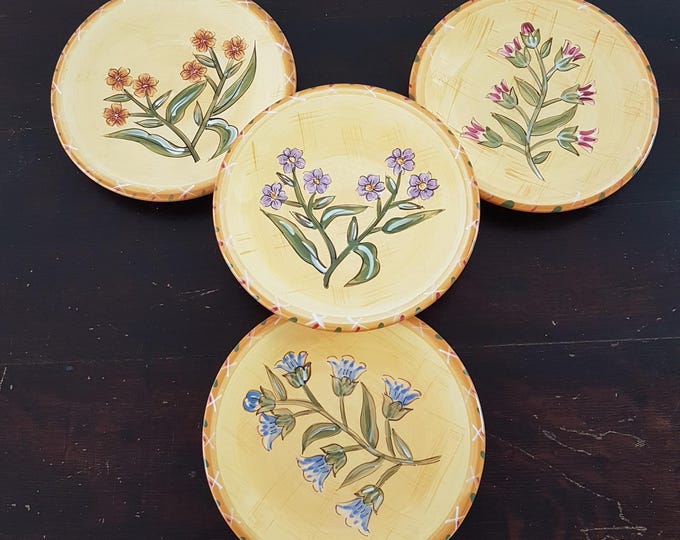 4pc Certified International CIC Spring Flowers Salad Plate Set