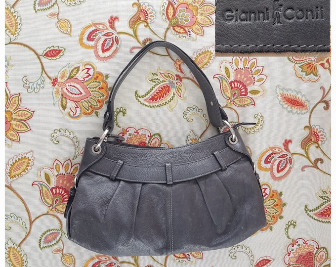 Vintage GIANNI CONTI Grey Leather Handbag