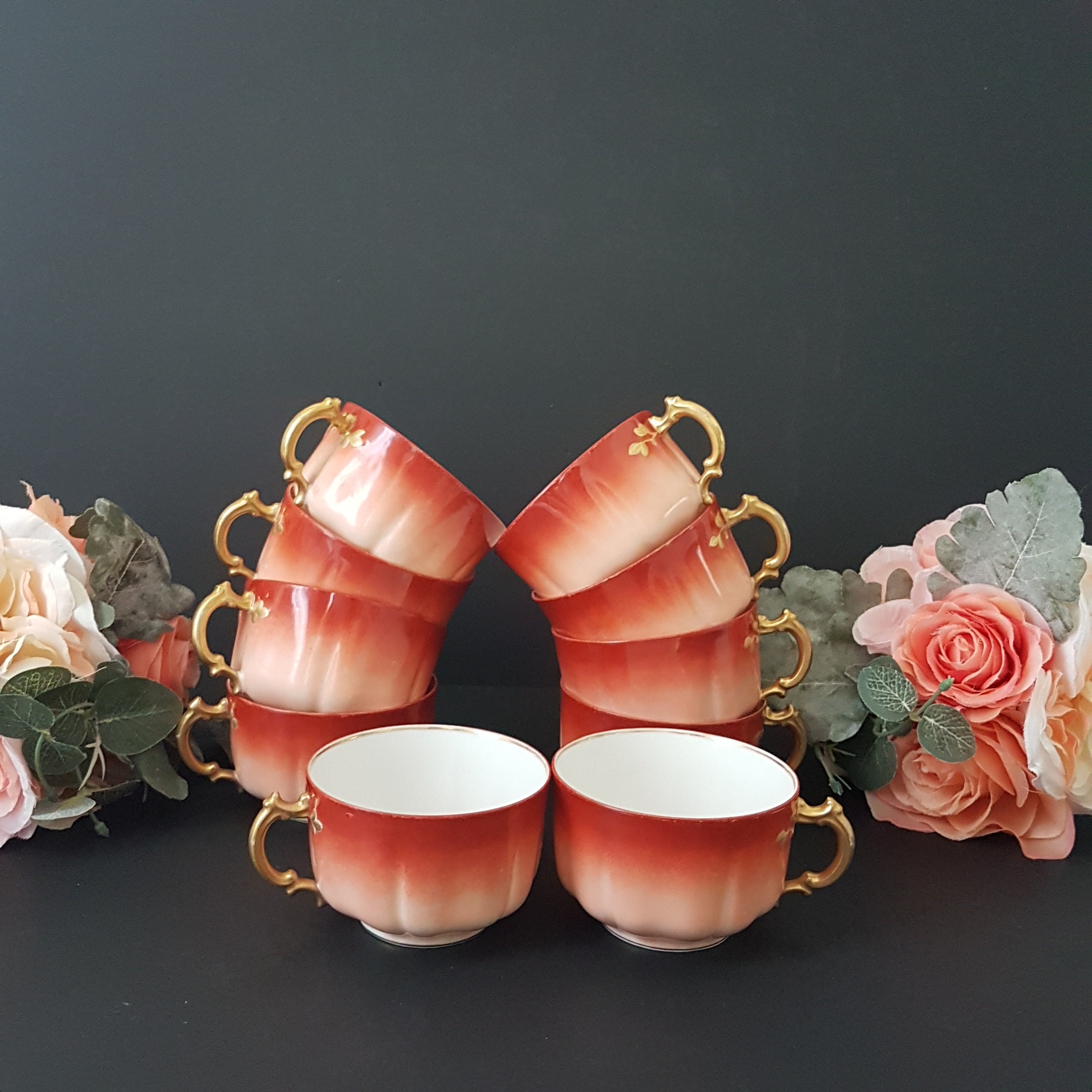 Antique Limoges Tea Cups, Haviland Limoges, H and C Limoges, French