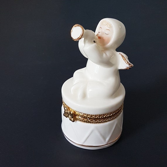 Vintage Angel Jewelry Box: Formalities by Baum Bros Ivory Porcelain