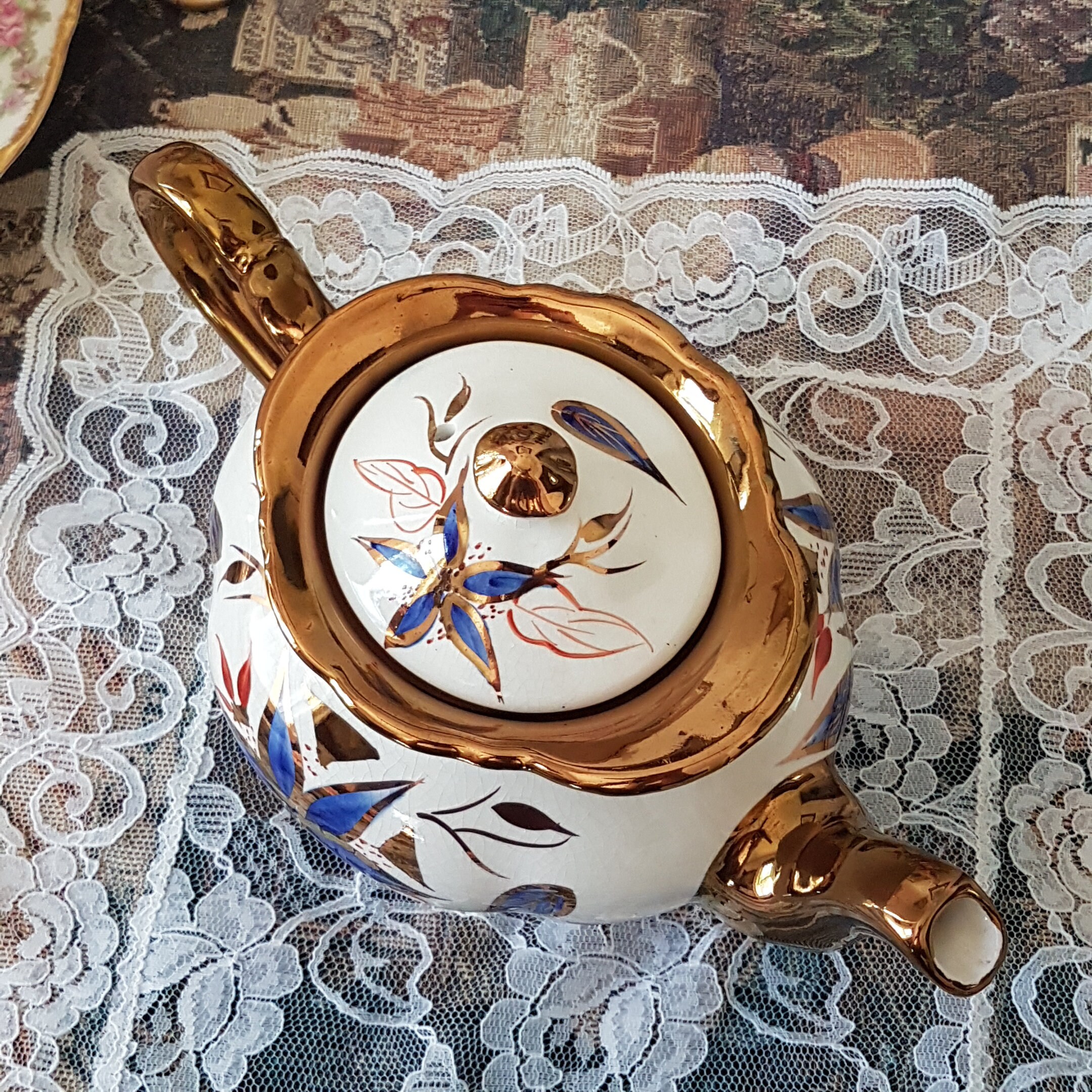 Vintage Price Kensington Teapot, 4 Cup, Hand Decorated Bold Blue Flower