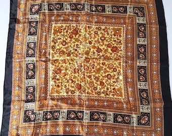 Vintage St Germain Scarf: Geometric Floral Acetate Neckerchief