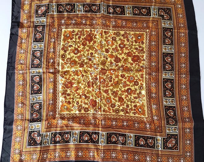 Vintage St Germain Scarf: Geometric Floral Acetate Neckerchief