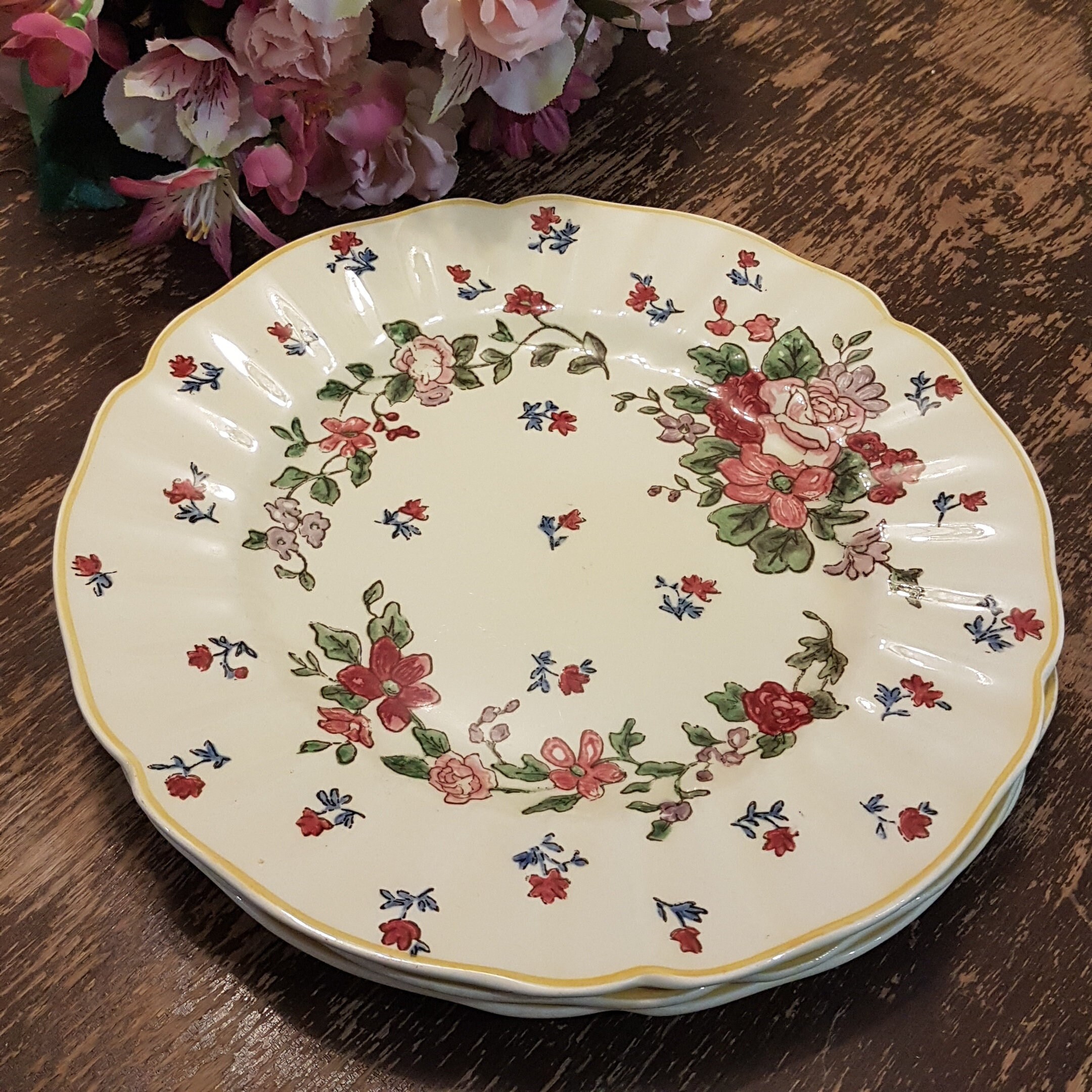 Royal Doulton WILDFLOWER D5273, Set of 3 Dinner Plates, 10 Inch