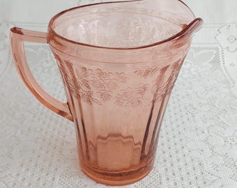 Jeannette Glass Cherry Blossom Pink Depression Glass 42oz Flat Pitcher