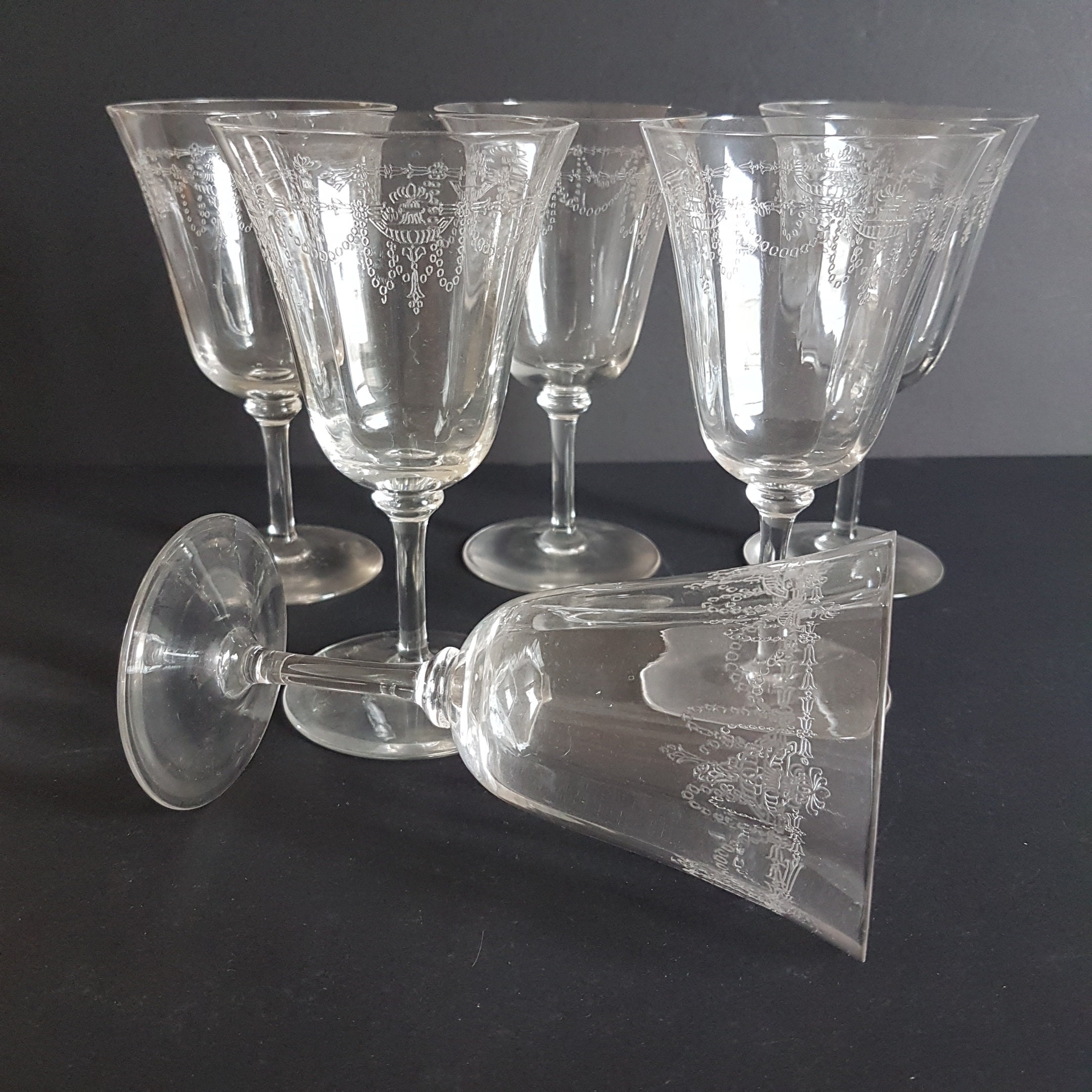 Vintage Bryce Crystal Elegant Glass Stemware, Set of 6, Wine Glass