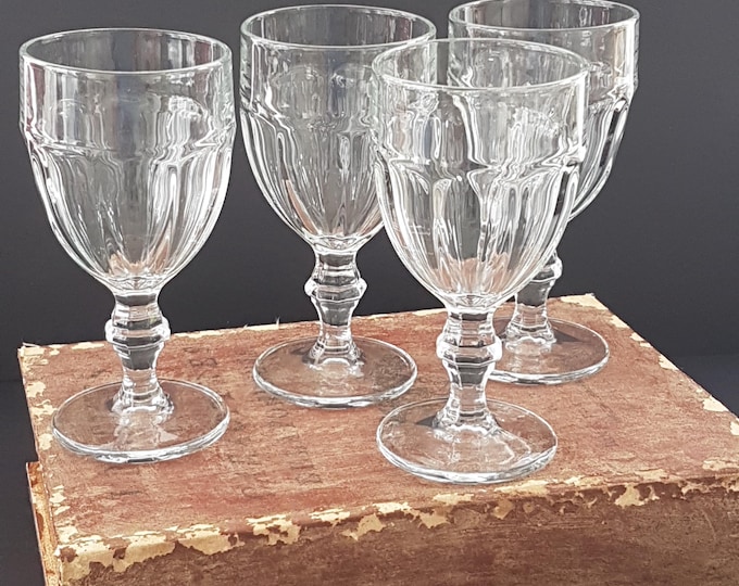 Vintage Libbey Gibraltar Water Goblets – Set of 4 Clear 12oz Iced Tea Glasses