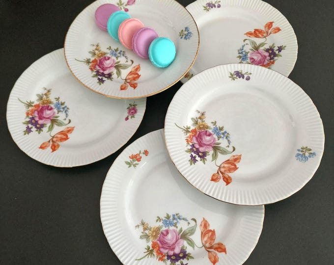 Vintage JLMenau Graf Von Henneberg German Porcelain Salad Plates Set 5 HEP1 1960s