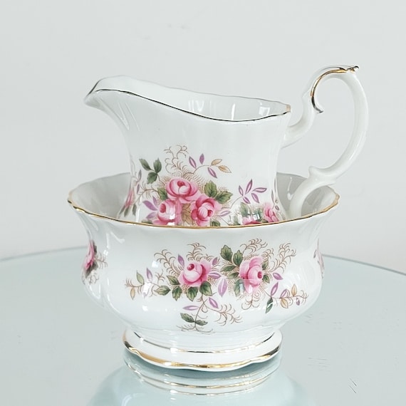 Vintage Royal Albert Lavender Rose Creamer Sugar Set English Bone China Tea Service