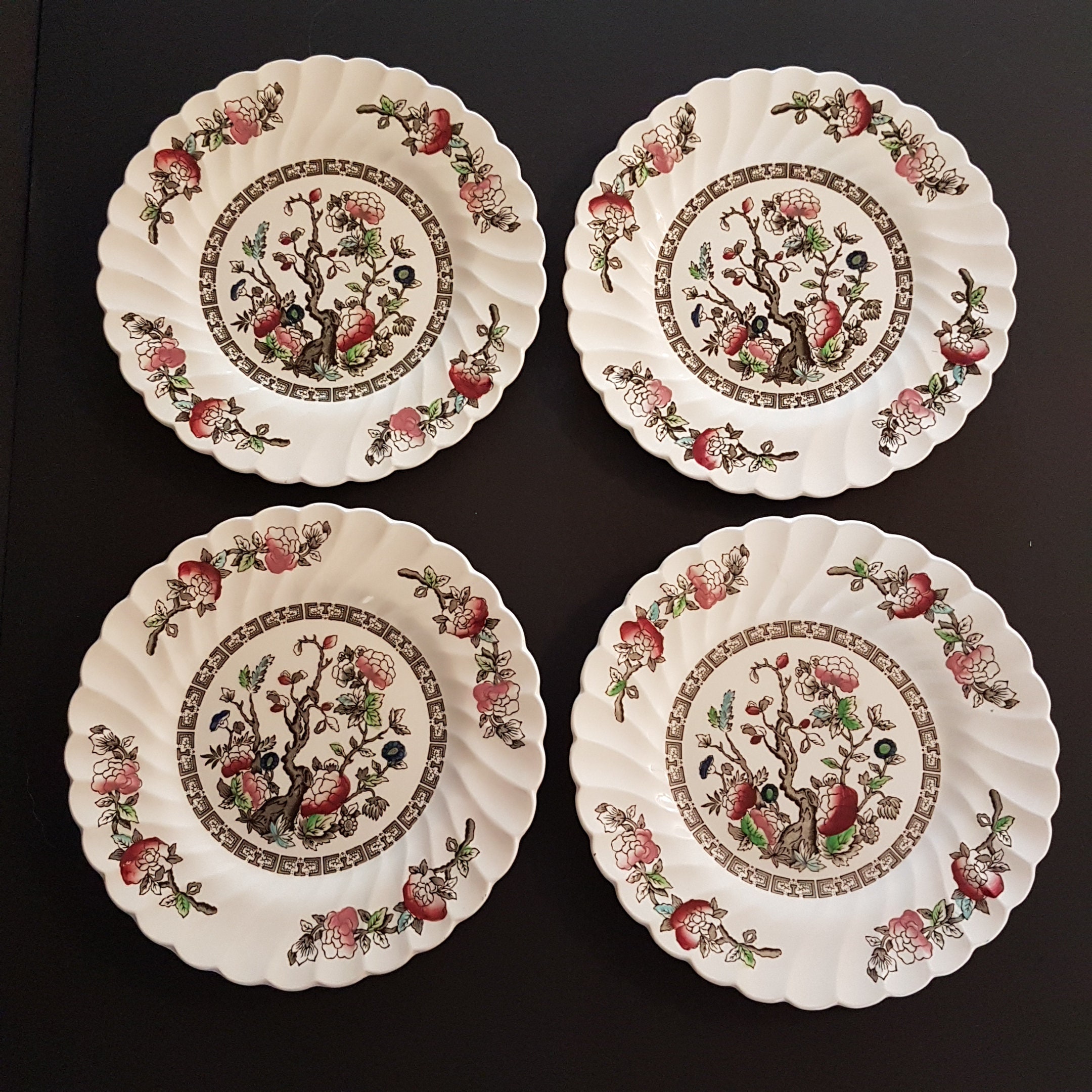 RESERVED 8 Myott INDIAN TREE Salad Plate Set of 4, Transferware