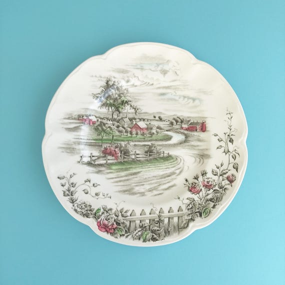 Vintage Johnson Brothers "The Road Home" 10-Inch Dinner Plates - Set of 4
