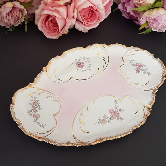 リモージュ磁器製サービングプラッター、無刻印、化粧トレイ、デザート