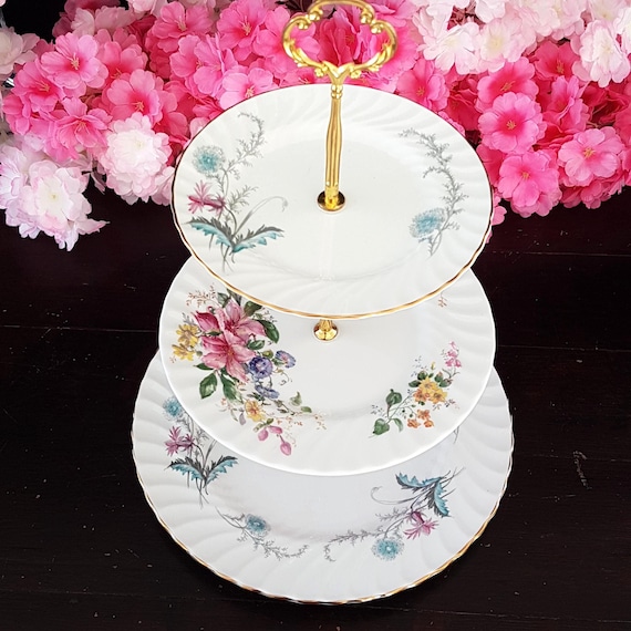 3 Tier Cake Stand Handmade Bone China Floral Dessert Serving Tray