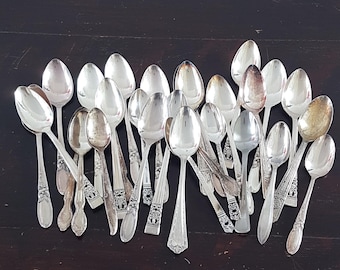 Silver Plate Demitasse Spoon Set of 4 Mismatched Vintage Cutlery