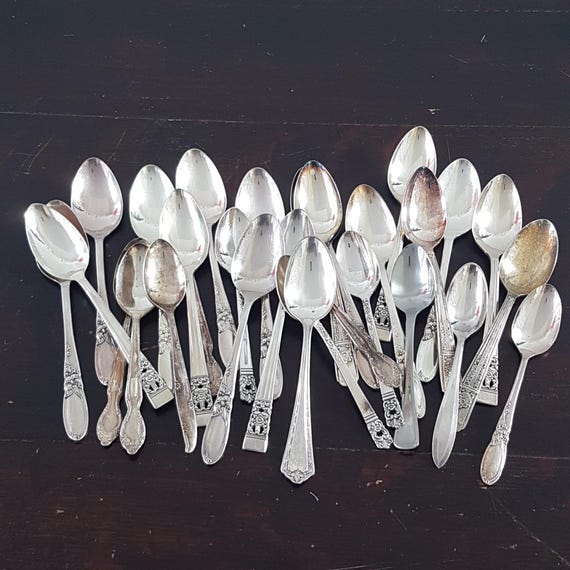 Silver Plate Demitasse Spoon Set of 4 Mismatched Vintage Cutlery