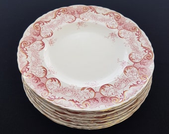 Antique Dudson Wilcox Till EMPIRE Red Dinner Plates, Red Transferware, Sold Individually