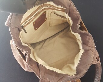 Vintage GAP Jeans 1969 Brown Leather Belted Shoulder Bag, Brown 
