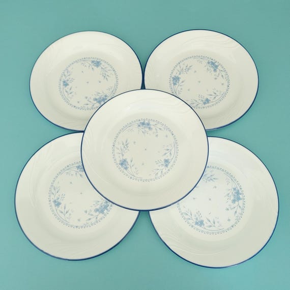 Vintage Corelle Celestial Blue 7-1/8" Salad Plates - Set of 5