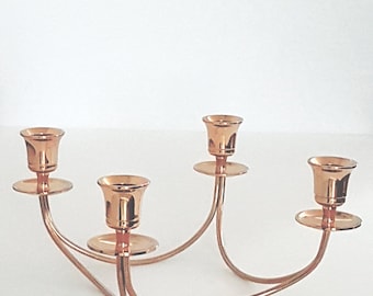 Brass Candle Holder 4-Arm Candelabra Vintage Partylite Solid Brass 1990s Retired