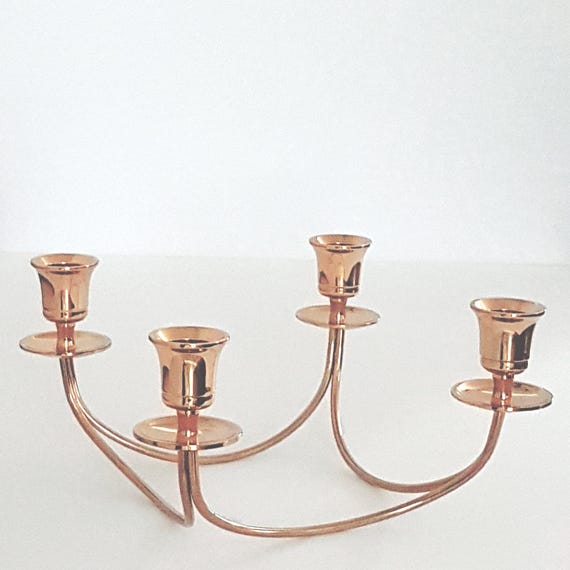 Brass Candle Holder 4-Arm Candelabra Vintage Partylite Solid Brass 1990s Retired