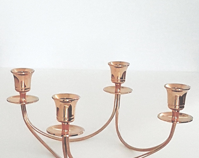 Brass Candle Holder 4-Arm Candelabra Vintage Partylite Solid Brass 1990s Retired