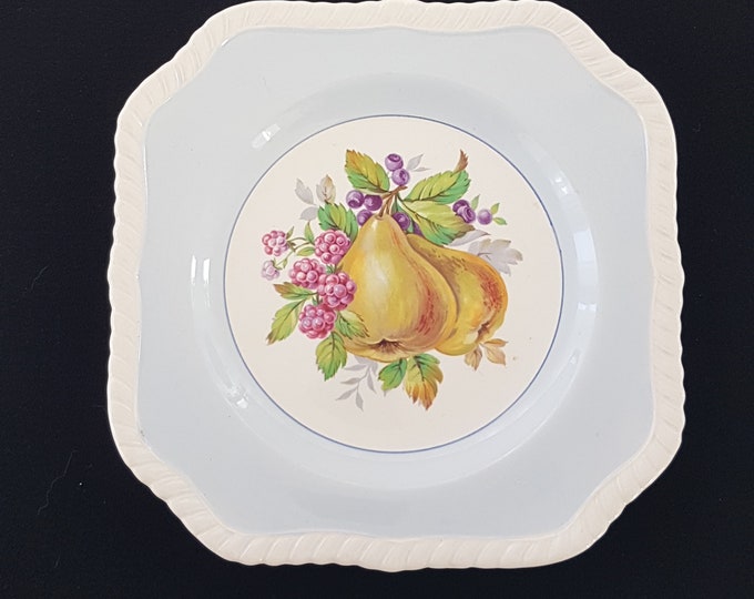 Johnson Brothers, CALIFORNIA Square Salad Plate, 7.75 Inch, Blue Rim, Made in England, PER PLATE