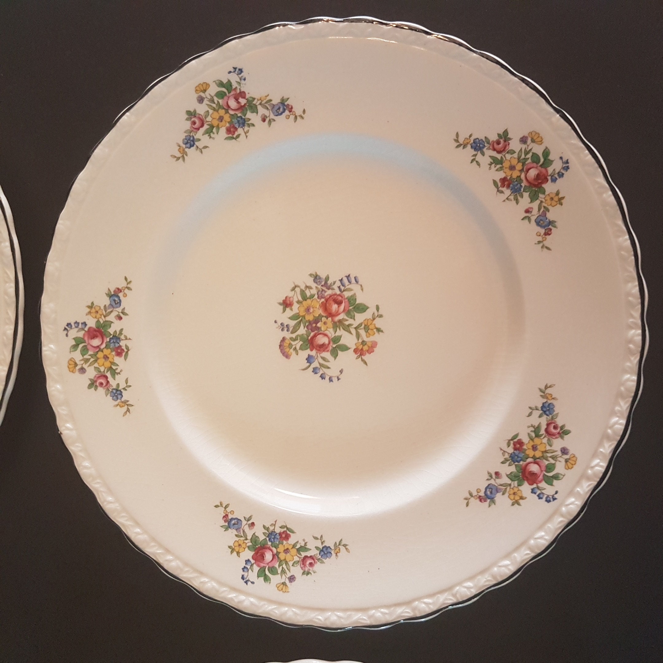 Vintage Myott Staffordshire 8 Floral Salad Plates, Set of 4 Plates, 2