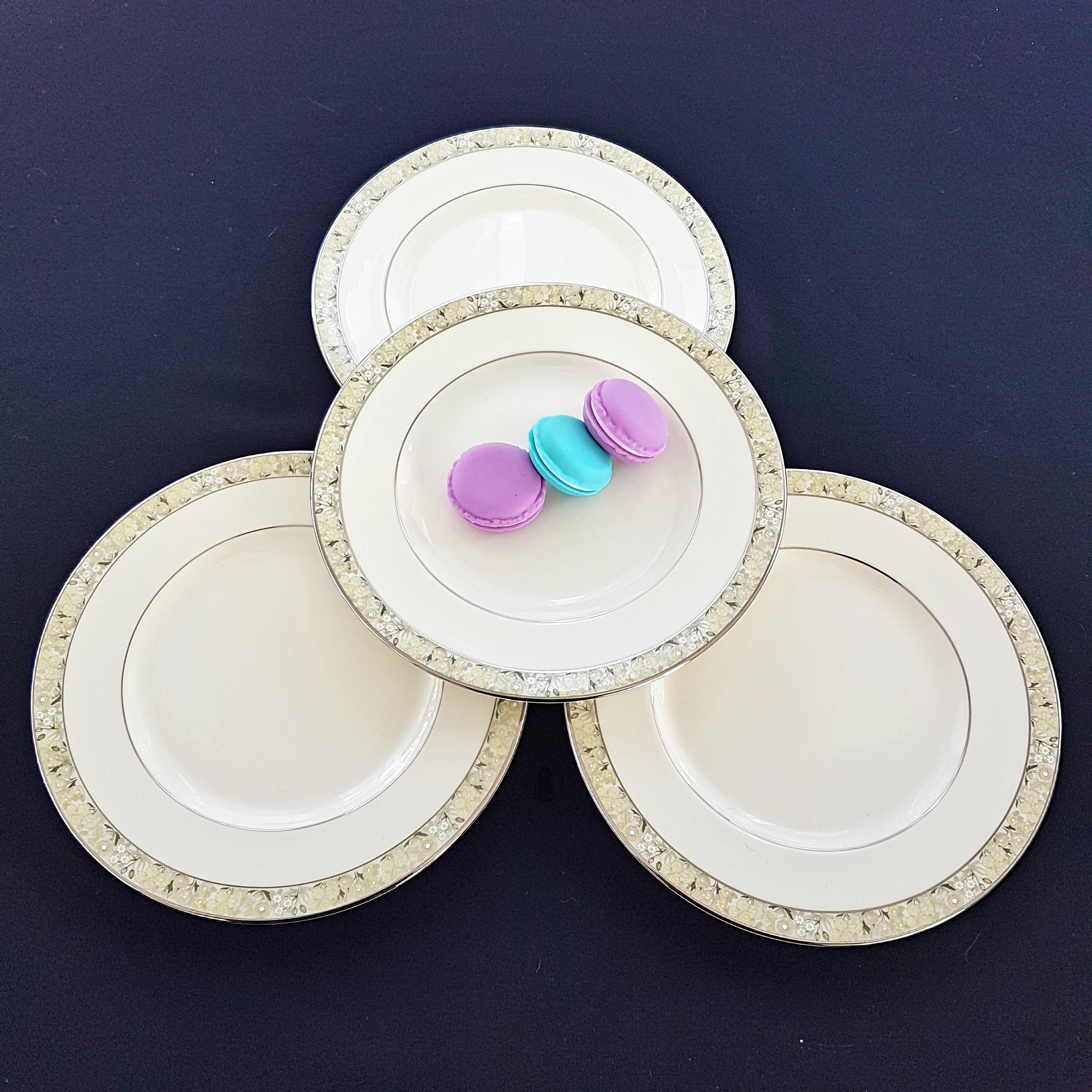 Vintage MInton WIMBLEDON Salad Plates, 8 inch, Sets of 4, Yellow Floral