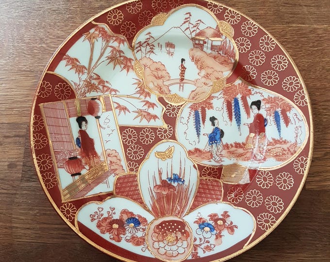 6pc Vintage Hand-Painted Japanese Imari Porcelain Dessert Plates Set - Asian Decor Housewarming Gift
