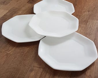 Luminarc Arcoroc White Octime Octagon Salad Plates 7.5 Inch Set of 4