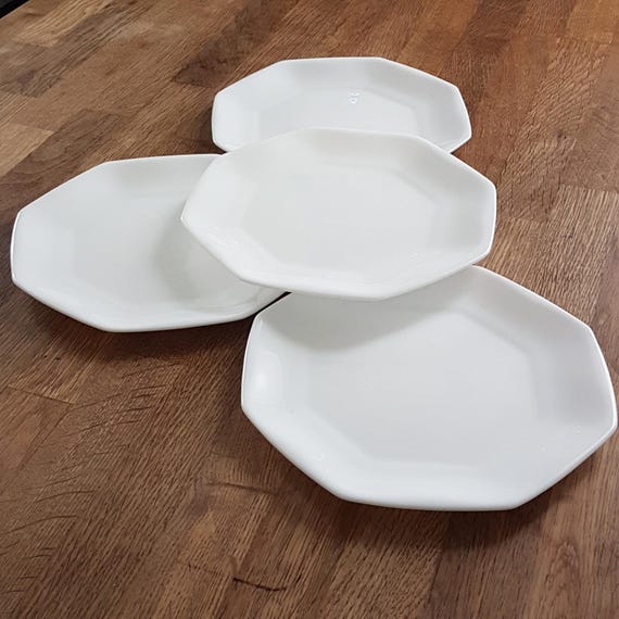 Luminarc Arcoroc White Octime Octagon Salad Plates 7.5 Inch Set of 4