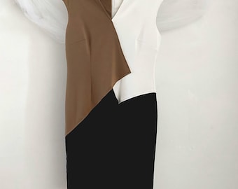 Calvin Klein Asymmetrical Color-block Sleeveless Sheath Dress Size 12