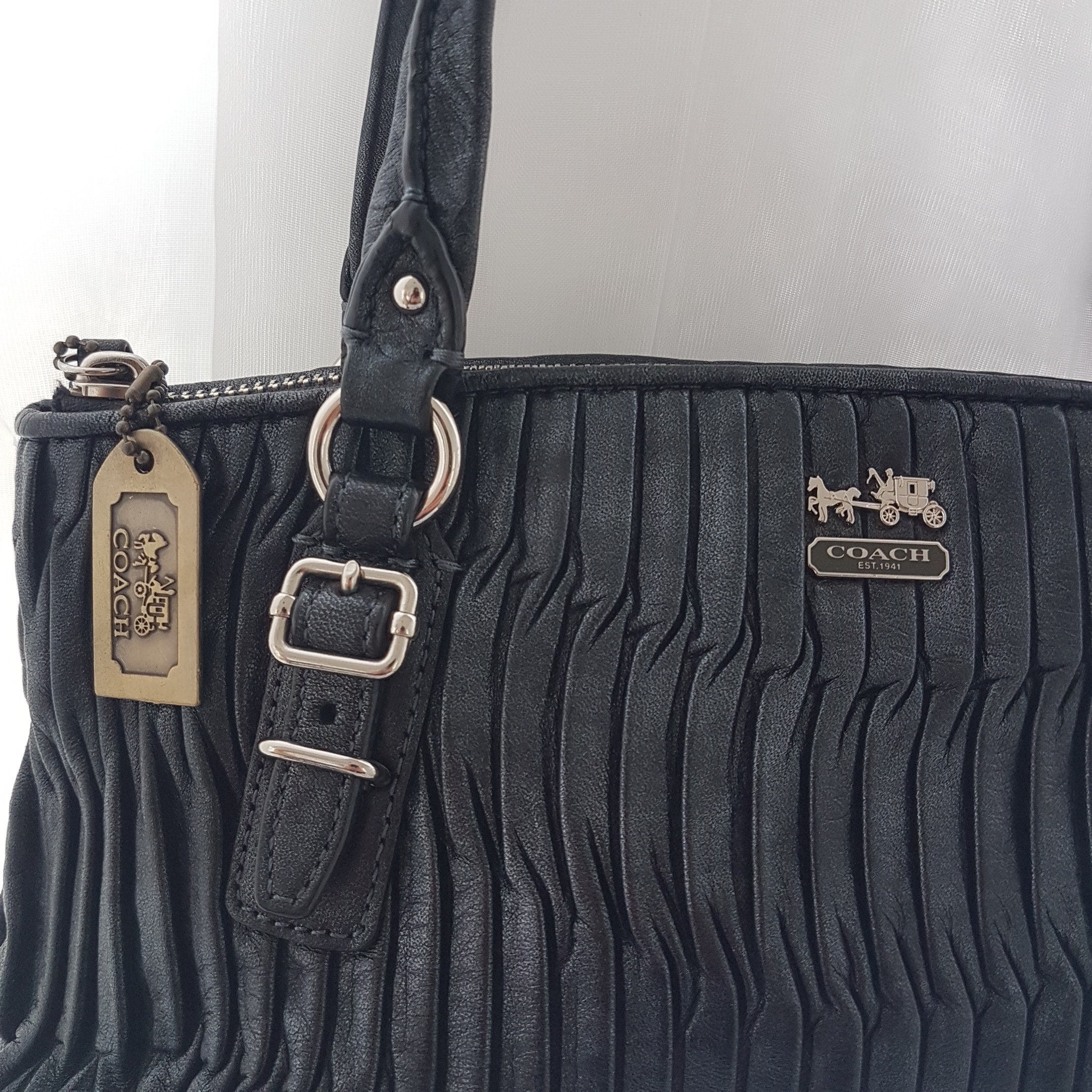 Coach gathered leather bag new arrivals