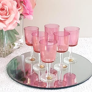 6-delige borrelglaasjesset in roze bohoglas