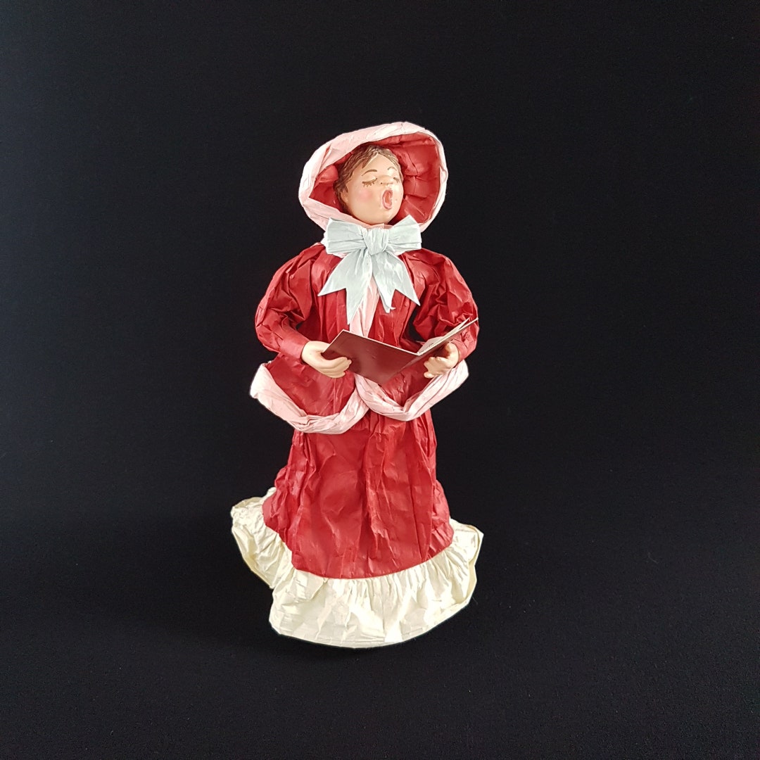 Victorian Christmas Caroler Figurine Vintage Paper Mache Etsy UK