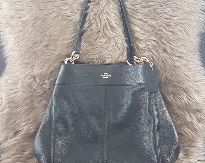COACH Lexy Black Pebble Leather Shoulder Bag M1878-F28997