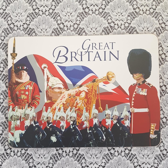 Vintage Britain Royal Guard Placemat Set, Acrylic Front Cork Back