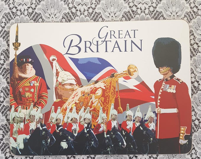 4pc Great Britain England Royal Guard Cork Back Placemat Set