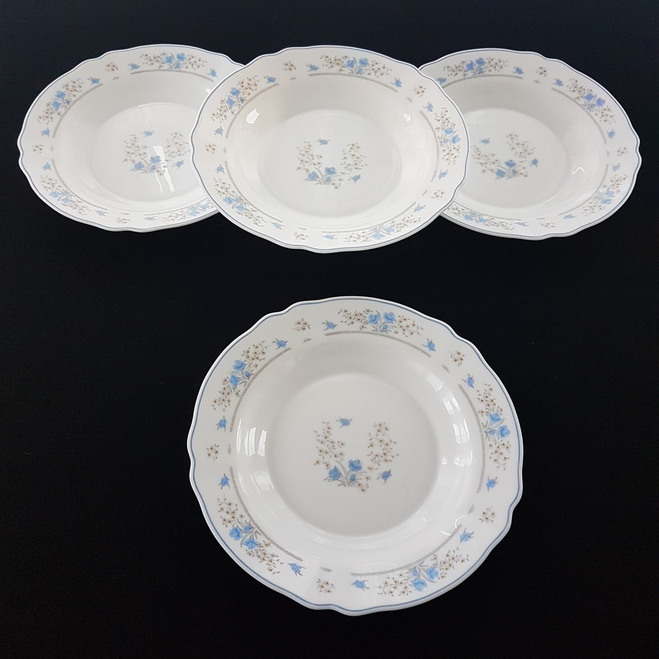 Arcopal ROMANTIQUE, 9 Inch Large Rim Soup Bowl, Set of 4, Milk Glass ...
