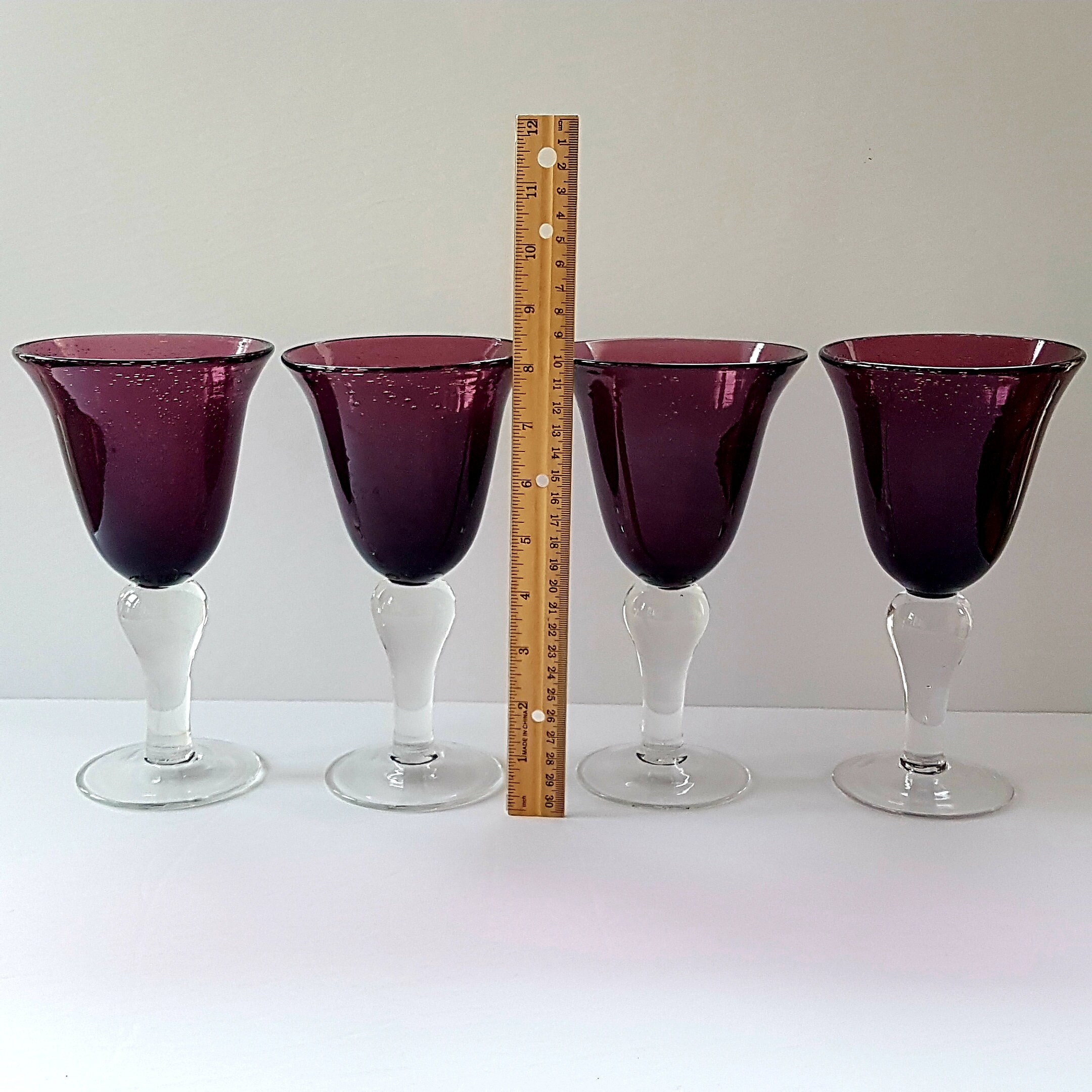 Twisted Stem Wine Glasses, spot color | Plum Grove