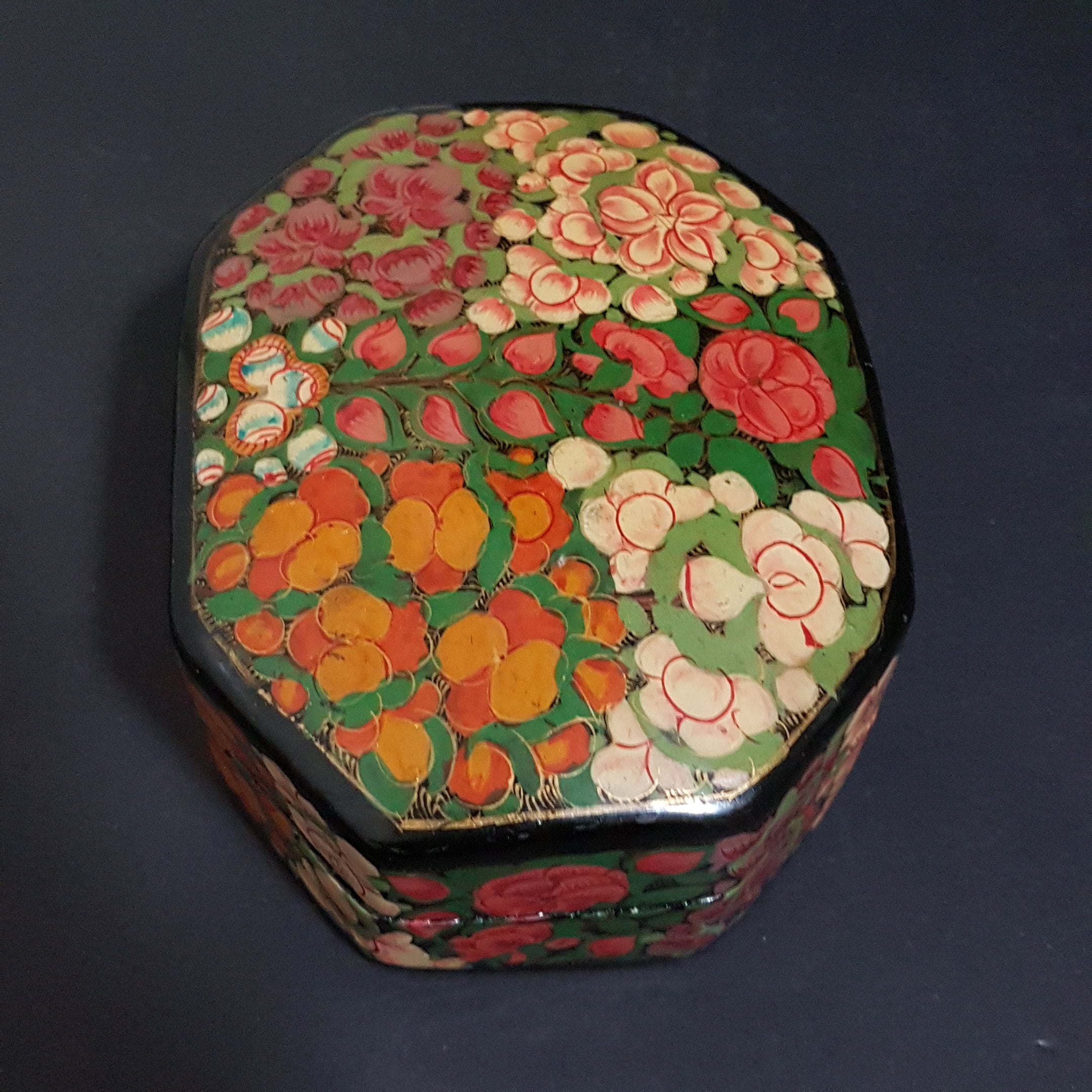 1970s Vintage Kashmir Hand Crafted Paper Mache' Boxes, Set of 2