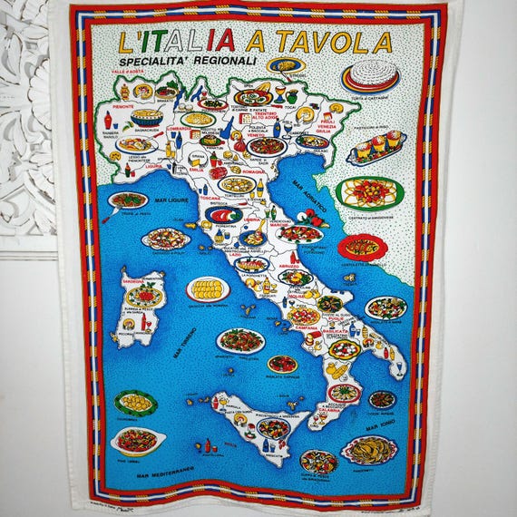 Vintage 100% Cotton ITALY Souvenir Kitchen Tea Towel